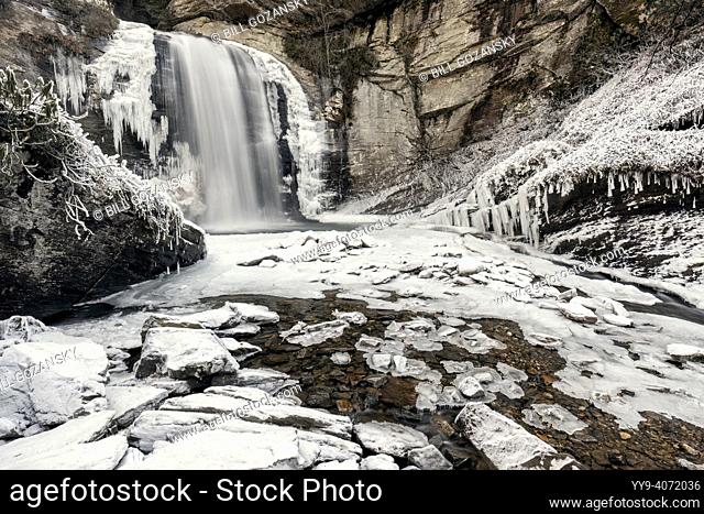Looking Glass Falls in winter - Pisgah National Forest - near Brevard, North Carolina USA