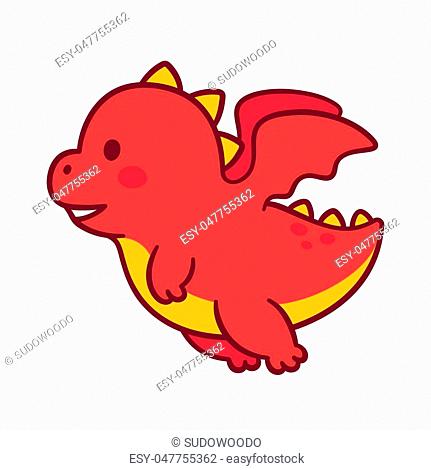 Cute cartoon flying baby dragon. Funny little chubby dragon character  drawing, Stock Vector, Vector And Low Budget Royalty Free Image. Pic.  ESY-047755362 | agefotostock