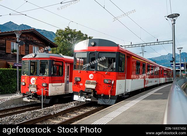 Trains at Sachseln Station Obwalden in Switzerland