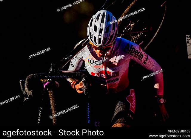 Dutch Ceylin Del Carmen Alvarado pictured in action during the women's elite race at the World Cup cyclocross cycling event in Namur, Belgium