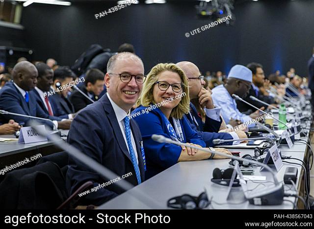 Svenja Schulze (SPD), Federal Minister for Economic Cooperation and Development and Niels Annen, State Secretary in the BMZ at the Global Refugee Forum in...
