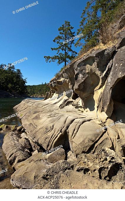 Sandstone shoreline, Galiano Island, Gulf Islands, BC, Canada