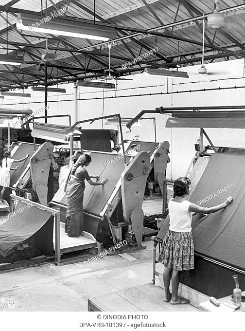 Finishing woolen cloth; Raymond woolen mills at Thane; Bombay Mumbai; Maharashtra; India 1940's