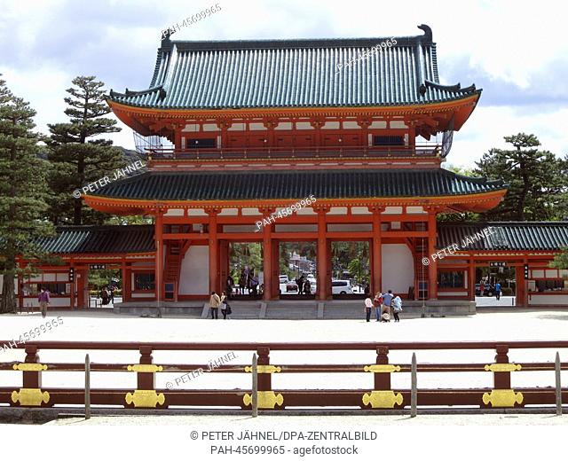 View of the main entrance of the Heian Shrine in Kyoto, Japan, 21 April 2013. The Shinto shrine was part of the imperial palace until 1868