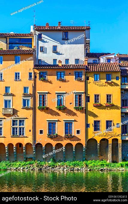 Apartment building along the Arno river in Florence