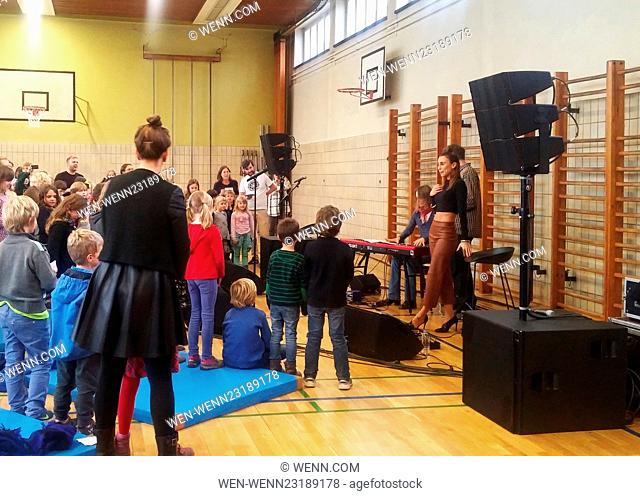 Medina talks to children at a Scandinavian school in Berlin. Afterwards she performs some songs at the school's gym. Featuring: Medina Where: Berlin