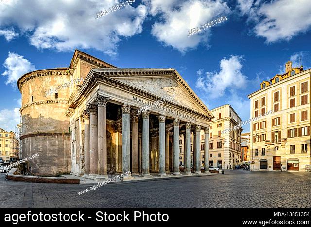 Pantheon in Rome, Italy on a sunny morning