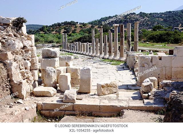 Ruins of Southern Gate and main avenue of Patara, an ancient Lycian city in South West of modern Turkey