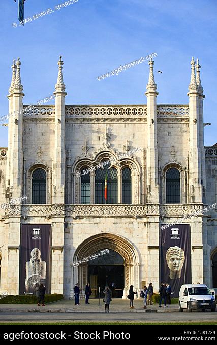 The Jeronimos Monastery - Mosteiro da Santa Maria de Belém - located in the Belem district of Lisbon. South portal. Portugal. Europe