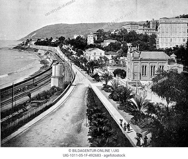 Early autotype of menton, france, 1880
