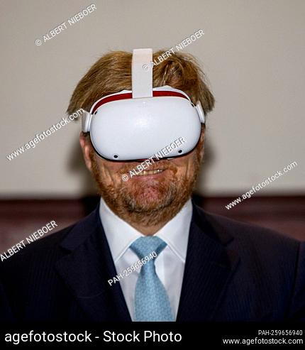 King Willem-Alexander of The Netherlands at the Martinikerk in Groniningen, on October 07, 2021, to attend the annual two-day symposium of Wind Meets Gas