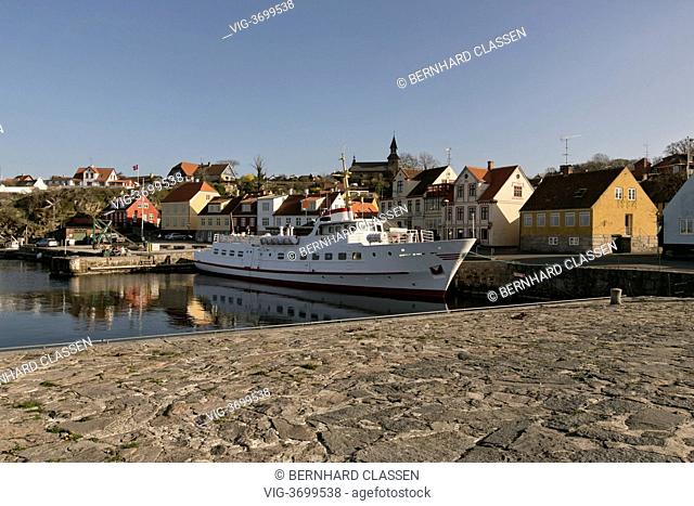 DENMARK, GUDHJEM, 05.05.2013, Ship in the harbour of Gudhjem, Bornholm, Denmark. - Gudhjem, Denmark, 05/05/2013