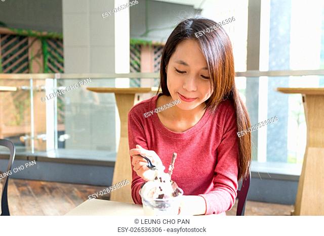 Woman enjoy her ice cream