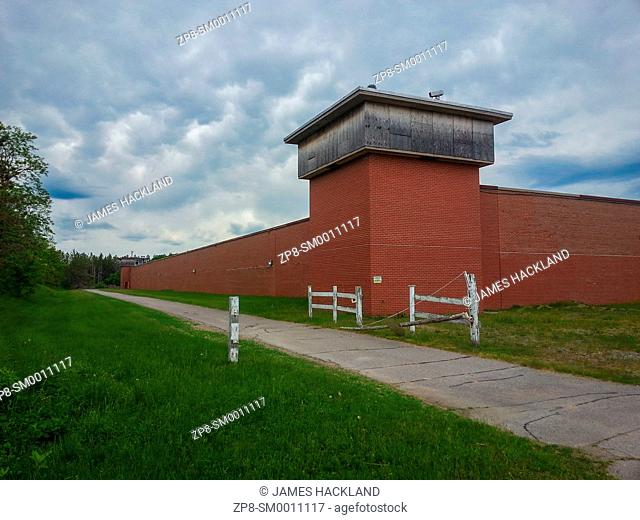 The outer wall of an abandoned maximum security prison. Millbrook, Ontario, Canada