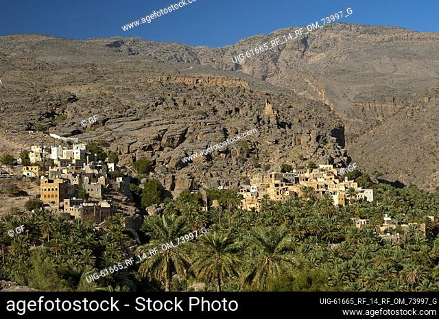 Mountain village of Misfah al Abriyeen in the foothills of the Hajar mountains, Wilayat of al Hamra, Sultanate of Oman