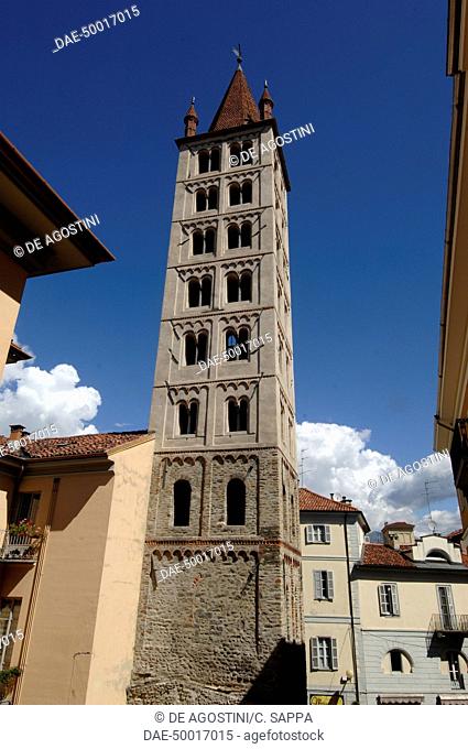 The bell tower of St Stephen (11th century), Romanesque style, the only remaining part of the ancient church of St Stephen, which was demolished in 1872, Biella