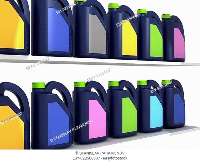 Jerrycans with car engine oil - isolated