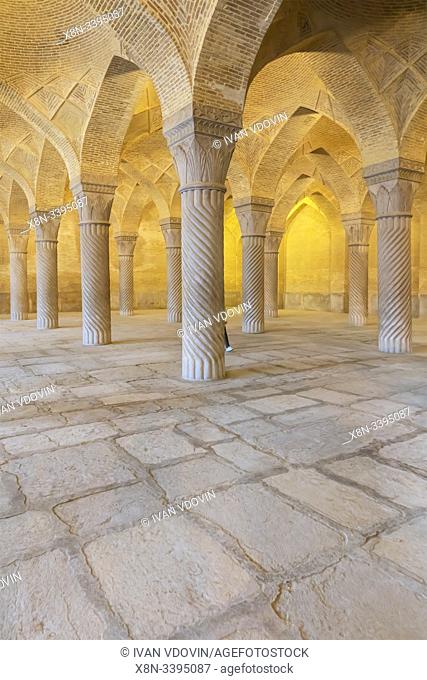 Shabestan, prayer hall, Vakil Mosque, 1773, Shiraz, Fars Province, Iran