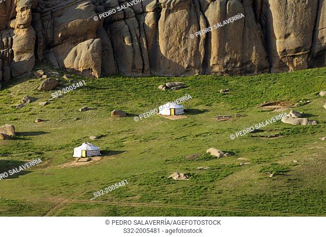 Mongolian gers in Gorkhi Terelji National Park, Mongolia