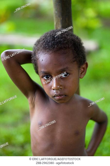 Ni-Vanuatu boy, Sanma Province, Espiritu Santo, Vanuatu