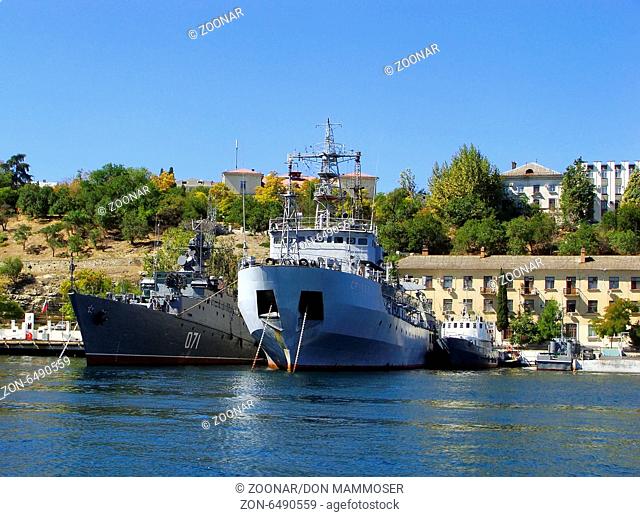 Ukrainian military ships docked at Sevastopol harb