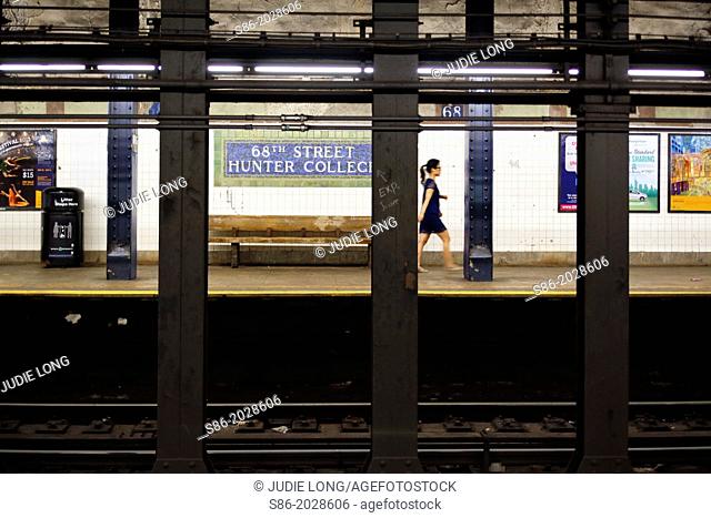 68th Street, Hunter College, New York City Subway Station, Woman Walking towards Exit