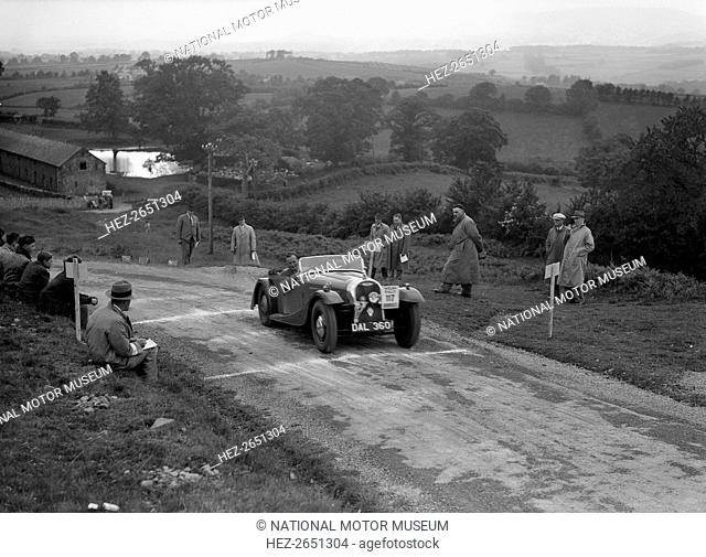 Morgan 4/4 2-seater sports of GN Scott competing in the South Wales Auto Club Welsh Rally, 1937 Artist: Bill Brunell