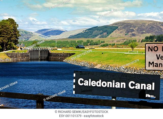 Laggan Locks on Caledonian Canal, West Highlands, Scotland