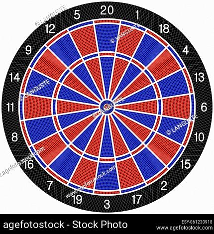 Realistic looking e-Dart board in Blue and Red. For background and wallpaper