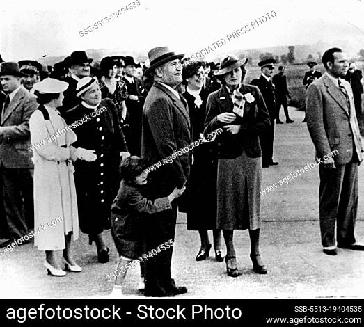 Il Duce Waits To Greet His Sons:Il Duce and members of his family are shown here as they waited at the airport to greet his two sons and Count Ciano