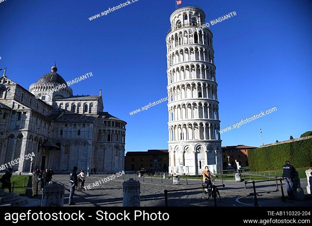 A view of Square of Miracles and Pisa Tower closed to pblic due Coronavirus oubreak  Pisa, ITALY-11-03-2020