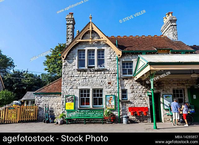 England, Dorset, Isle of Purbeck, Corfe Castle, The Historic Railway Station Platform