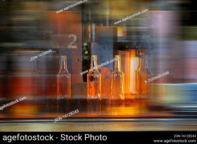 Background blurred glass bottle production