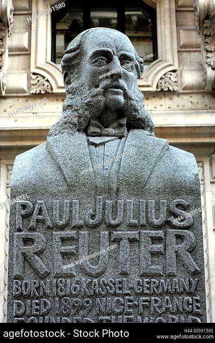 Statue of Reuter, News Agency founder, London, England