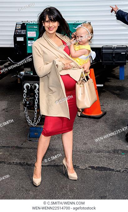 Celebrities at the Ed Sullivan Theater for the last show of 'Late Show with David Letterman' Featuring: Hilaria Baldwin, Carmen Baldwin Where: New York