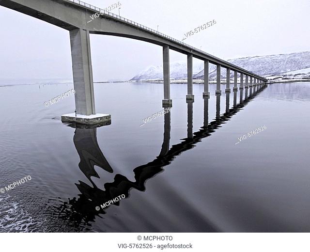 RISÖYHAMN, 25.03.2016, bridge reflection - Risöyhamn, Nordland, Norway, 25/03/2016