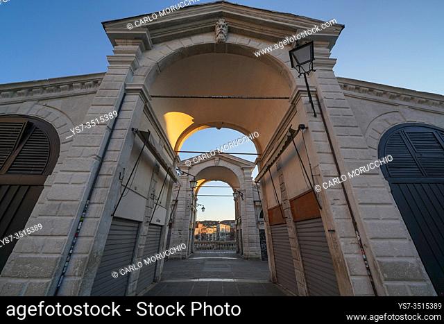 The Rialto bridge completely deserted during Coronavirus lockdown, Venice, Italy, Europe