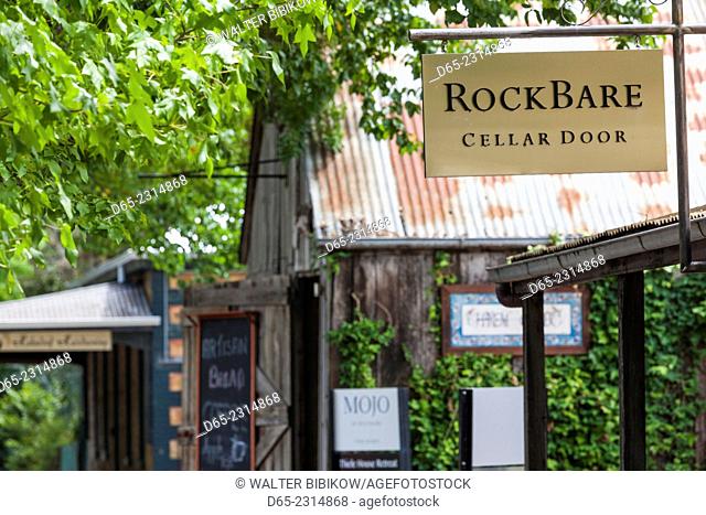 Australia, South Australia, Adelaide Hills, Hahndorf, German-themed village, Rock Bare winery, sign