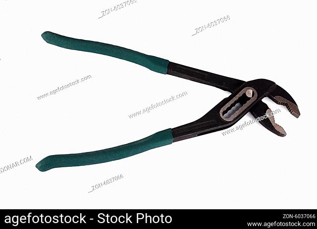 The adjustable wrench isolated on white background