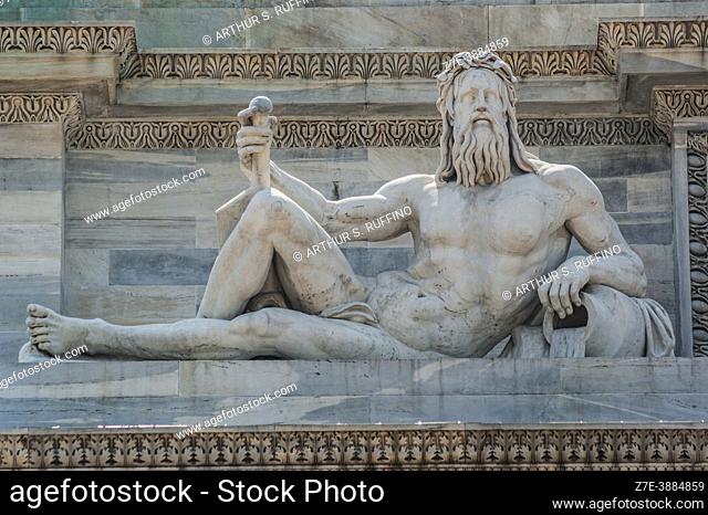 Sculpture symbolizing one of the four rivers in the Lombardy/Veneto Regions. Arco della Pace/Porta Sempione (Arch of Peace)
