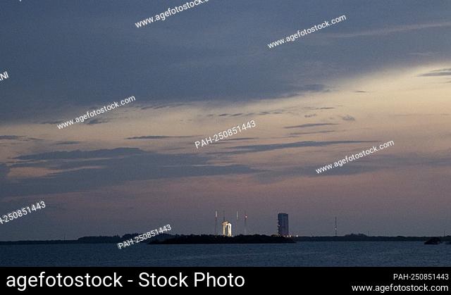 A United Launch Alliance Atlas V rocket with Boeing’s CST-100 Starliner spacecraft aboard is seen at sunrise on the launch pad at Space Launch Complex 41 ahead...