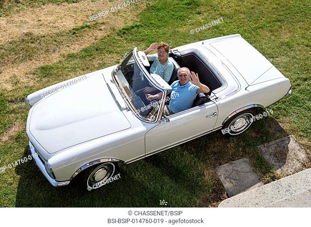 Senior couple in a car