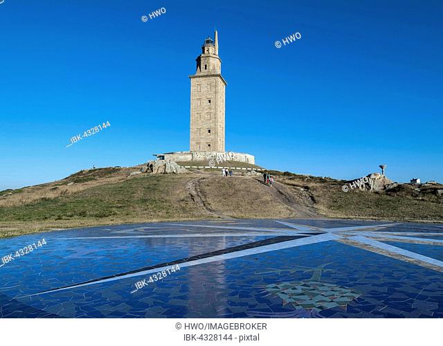 Tower of Hercules, ancient Roman lighthouse, 110 CE, UNESCO World Heritage, Corunna, Galicia, Spain