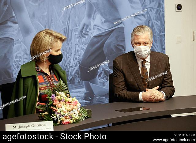 Queen Mathilde of Belgium and King Philippe - Filip of Belgium pictured during a Christmas activity organised by Caritas Secours and several local associations...