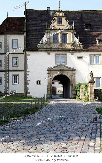 Kloster Schoental Abbey, former Cistercian abbey, inner gatehouse, Schoental in Jagsttal valley, Baden-Wuerttemberg, Germany, Europe