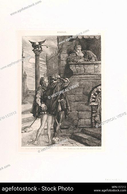 Owake! what ho! Brabantio! thieves! thieves!: plate 1 from Othello (Act 1, Scene 1). Series/Portfolio: Suite of fifteen prints: Shakespeare's Othello / Quinze...