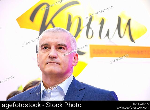 RUSSIA, MOSCOW - DECEMBER 15, 2023: Head of Crimea Sergei Aksyonov attends Crimea Day as part of the Russia Expo international exhibition and forum at the VDNKh...