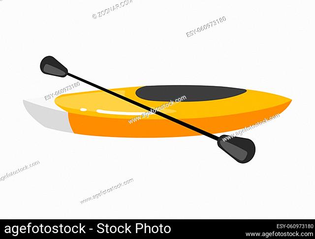Kayak flat vector illustration. Extreme sports. Equipment for kayaking, canoeing. Active lifestyle. Outdoor activities. Water transport