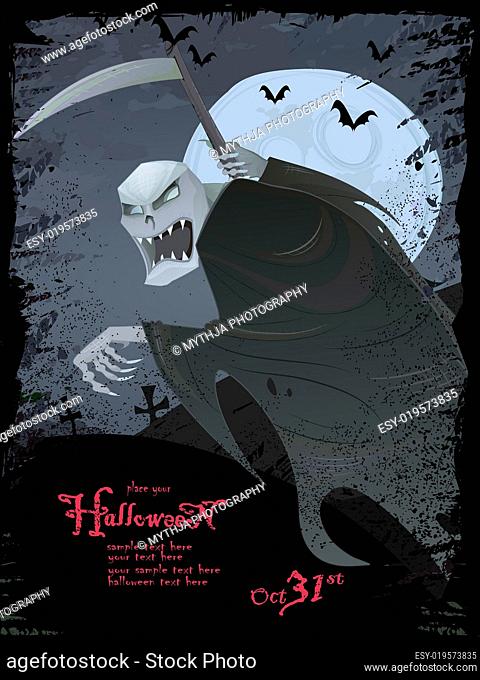 Halloween template with Grim reaper