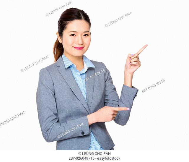 Asian Businesswoman showing finger up